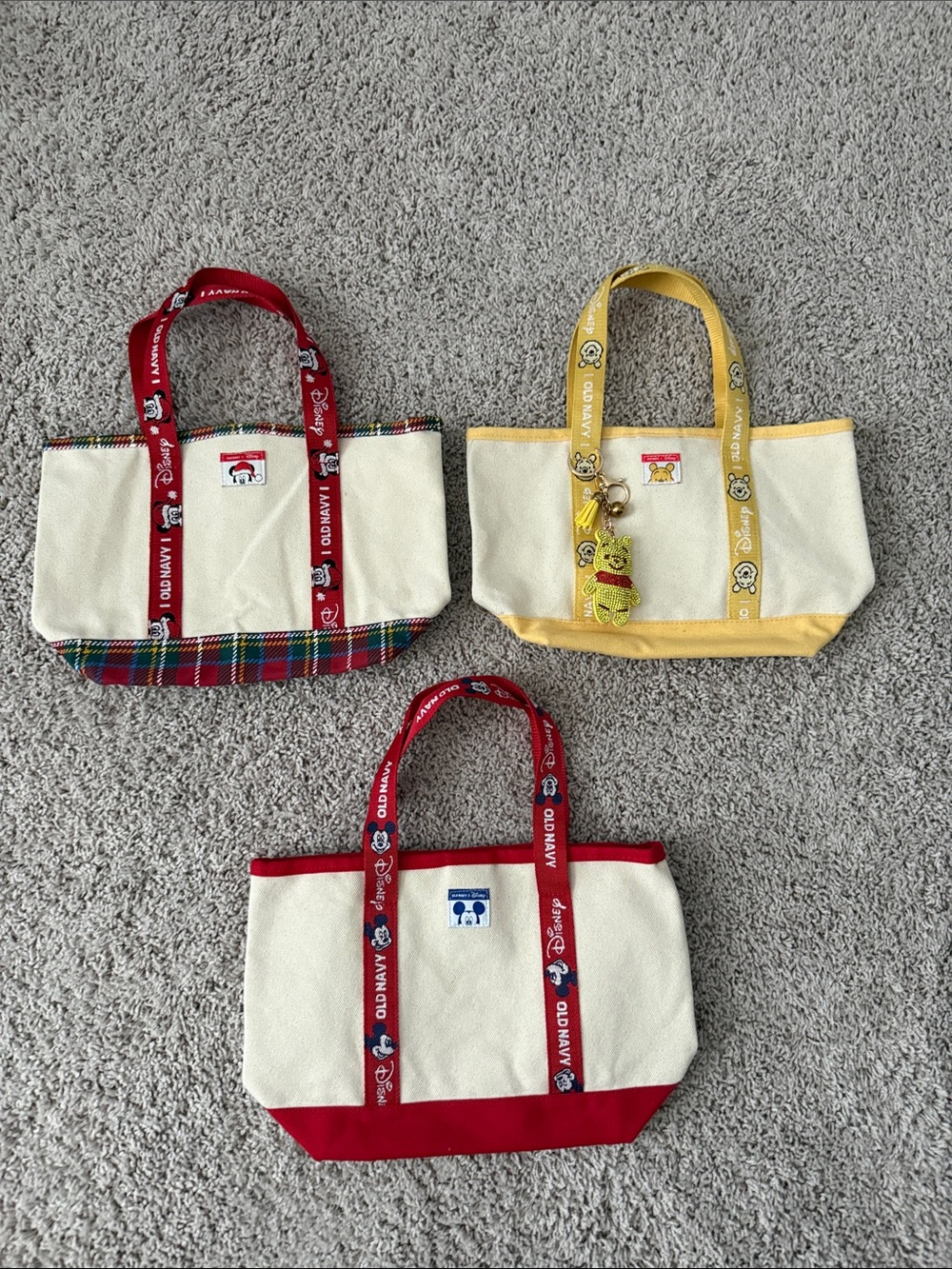 Old Navy Disney Canvas Tote Bags - Mickey and Winnie the Pooh